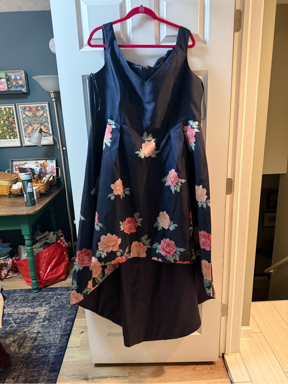 Chi Chi London Navy Floral Hi-Low Cocktail Dress